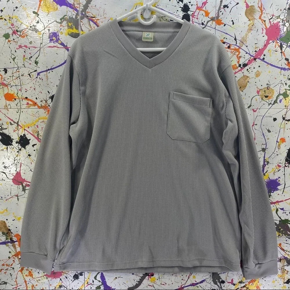 V-Neck Long Sleeve Thermal Top Sz Lg